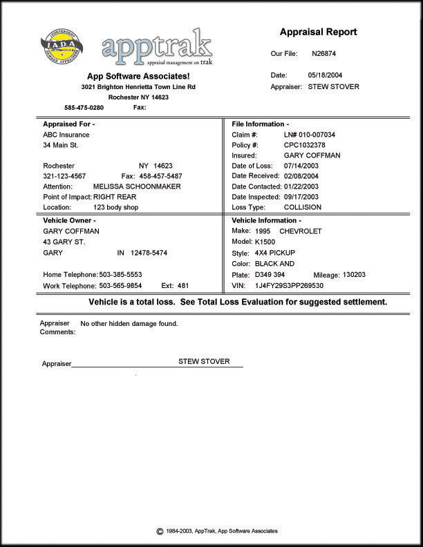 Cover Page Summary Report with Appraiser's Remarks Cover Page Summary Report with Appraiser's Remarks